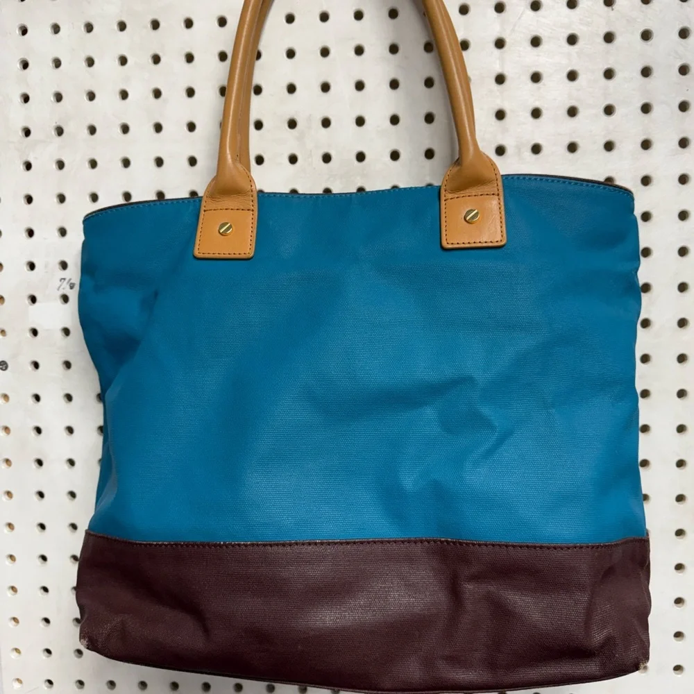 Tory Burch Teal, Brown & Tan Tote